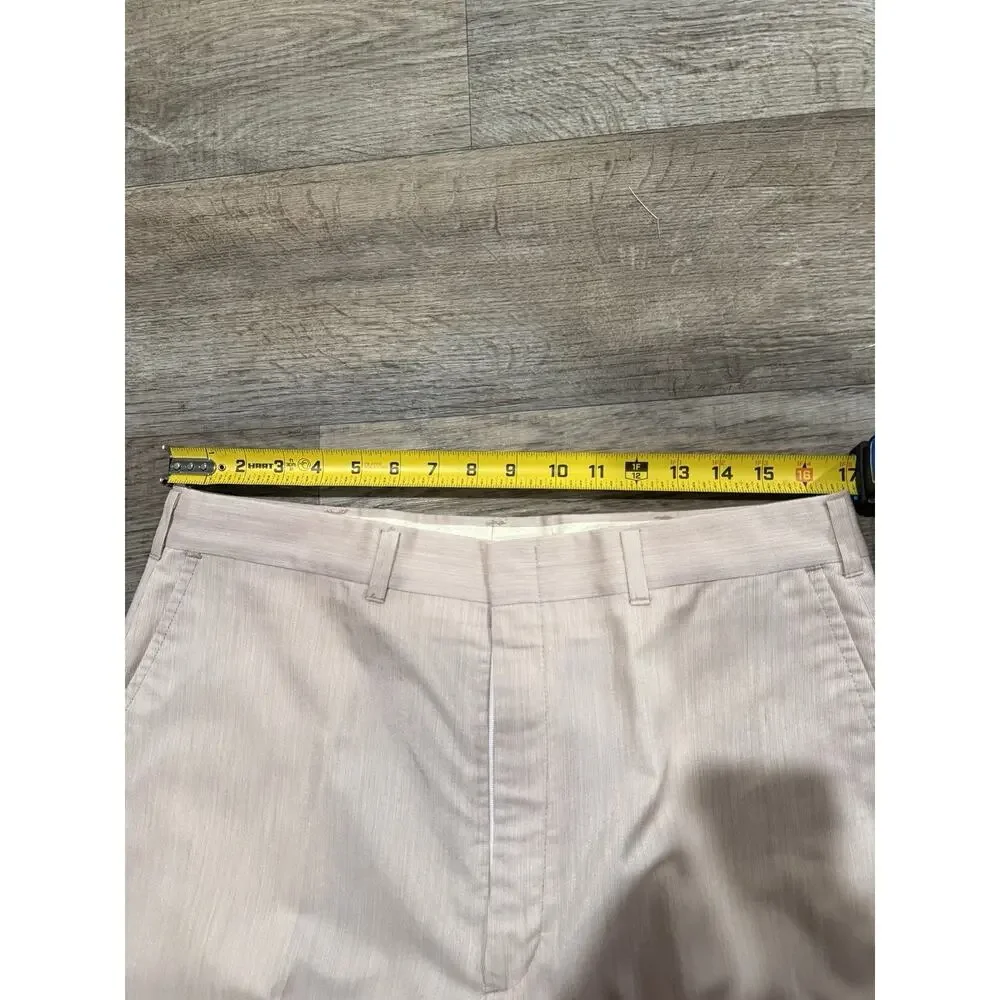 Men’s Dress Pants 34x30 Light Beige Cream Straight Leg Flat Front Slacks